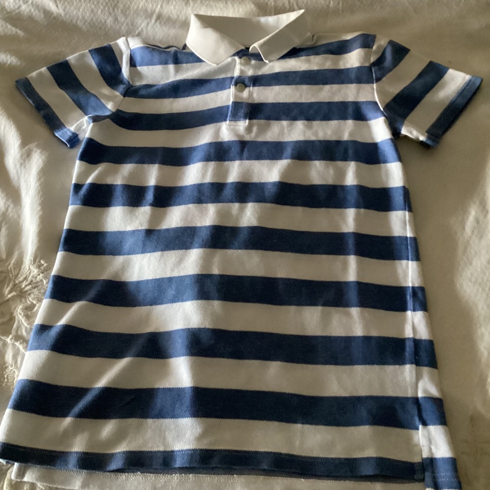 Janie and Jack boys blue and white striped polo size 14